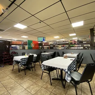 tables and chairs in a restaurant