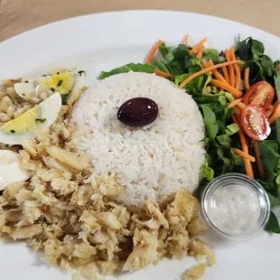 a plate of rice and vegetables