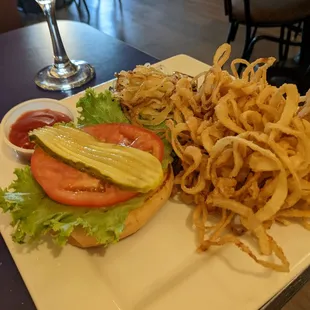 Burger and onion straws. What&apos;s not to love???