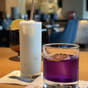 Gin fizz and Volcan Old Fashioned