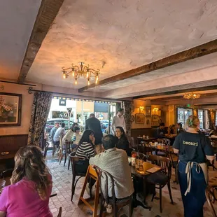 Rustic yet elegant indoor dining area.