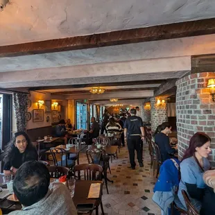 Rustic yet elegant indoor dining area.