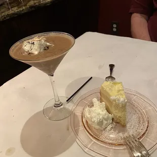 Espresso Martini and Lemon Marscapone cake with homemade whipped cream.