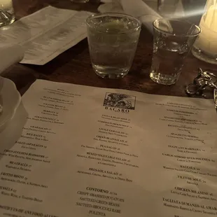 Hendricks and tonic  Food menu