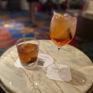 Old fashioned and an Apperol Spritz