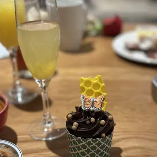 chocolate mousse with butterfly design