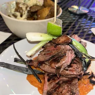 Grilled Bavette Steak and Patatas Bravas