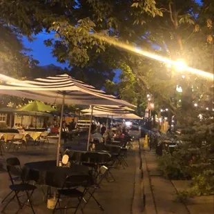 tables and umbrellas