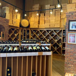 a wine shop with a wine rack