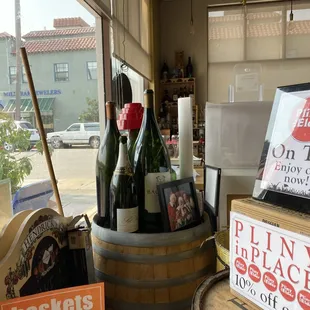 bottles of wine on display