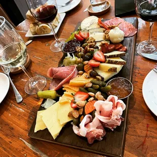 a platter of meat and cheeses