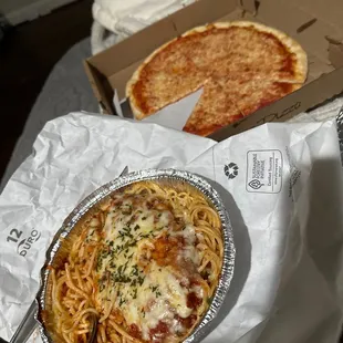 Chicken park and 12" NY style cheese. They forgot utensils but the food is great