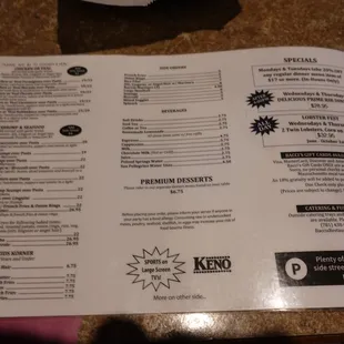 menu