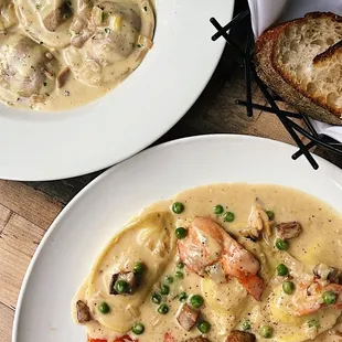 Mushroom ravioli and the special Lobster Ravioli