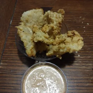 Fried pickles with house dipping sauce