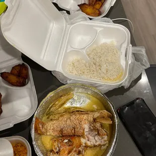 This was supposed to be red snapper with rice and beans.