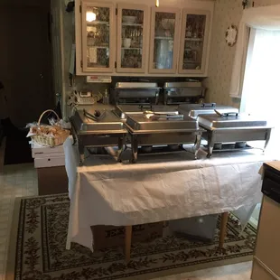 Small space, no problem! Darron works it out for us!! Lots of hot food!!!!