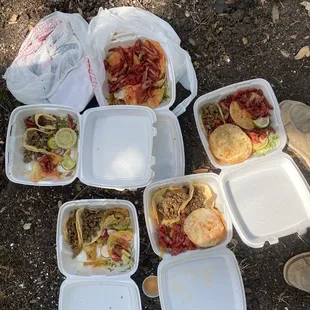 Dry fajita chuncks of meat not cooked on a grill and over colored and under cooked trompo tacos.   Very nasty!!!