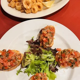 Bruschetta and Calamari Fritti