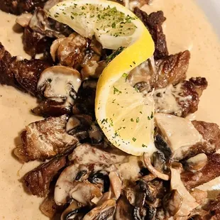 Rib Eye Special with mushroom sauce