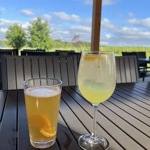 Collision Bend Lake Erie Sunset beer and a limoncello spritzer at this beautiful winery!!