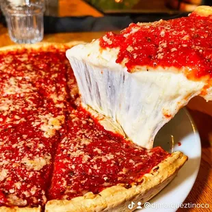 a deep dish pizza