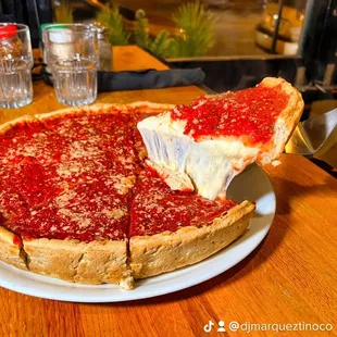 a deep dish pizza