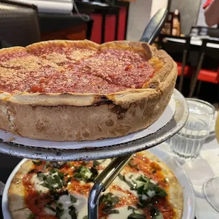 Deep dish Chicago style pizza &amp; thin crust  margarita pizza