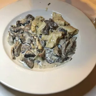 Pappardelle pasta w/ mushrooms and a cream sauce