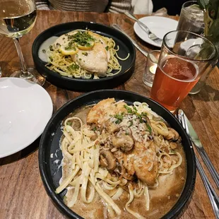 Chicken piccata and chicken Marsala