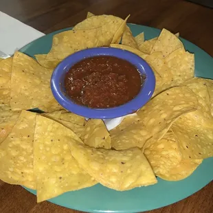 Side of hot chips and salsa - huge for $5!