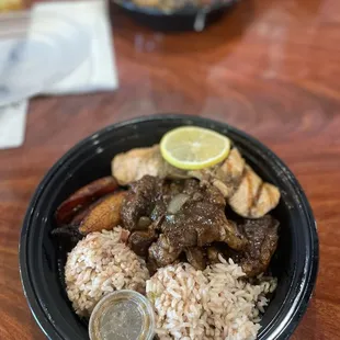 Jerk Salmon and Beef Oxtails Combo