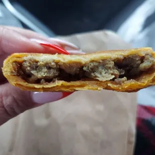 Cross section of chicken patty