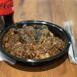 Jerk Chicken &amp; Beef Oxtails Combo w/ extra gravy