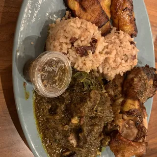 Curried Goat and Jerk Chicken