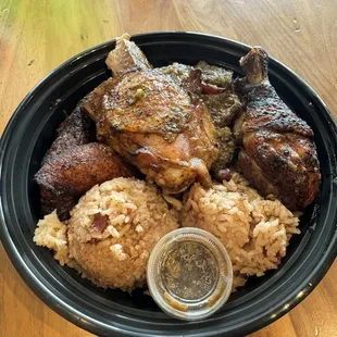 Jerk pork and chicken