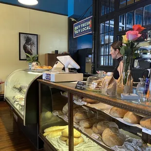 a woman at the counter