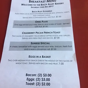 menu