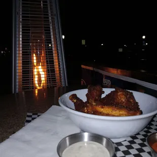 Enjoyed our hot wings for Friday night with outdoor patio and Fire Outdoors