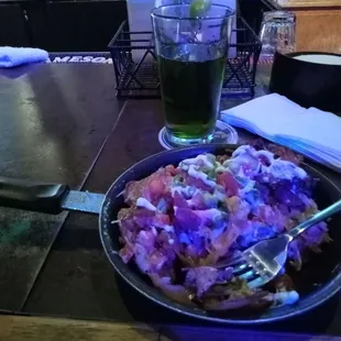 Irish nachos with pastrami