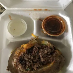 Baker with Meat is really good &amp; filling. Order to go and they brought out to my car. Very friendly &amp; fast lunch! Thx