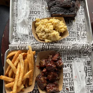 Ribs lunch platter and the burnt ends lunch platter