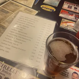 Beer menu