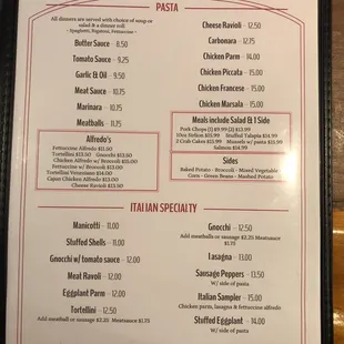 menu