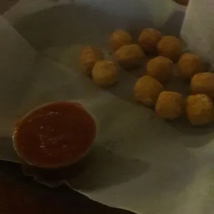 5.50 hot cheese balls. Very hot but sauce was plain.