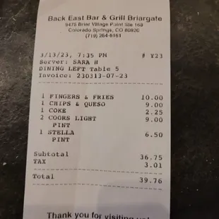 Our receipt