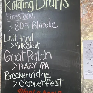 August 14, 2021 rotating draft tap list.