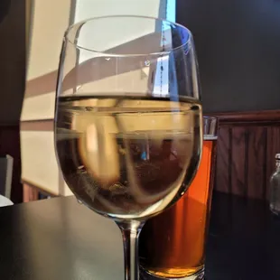 Happy hour evolved into dinner.  Chardonnay for happy hour was mellow,  not too dry.