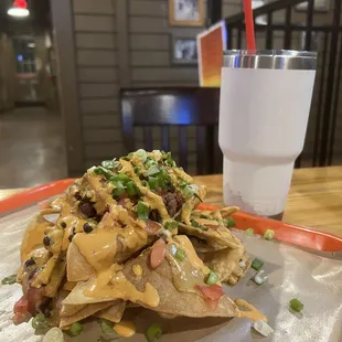 Nachos size comparison to 30oz Yeti.