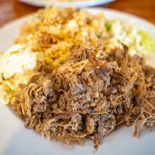 Kalua pork plate with bacon rice